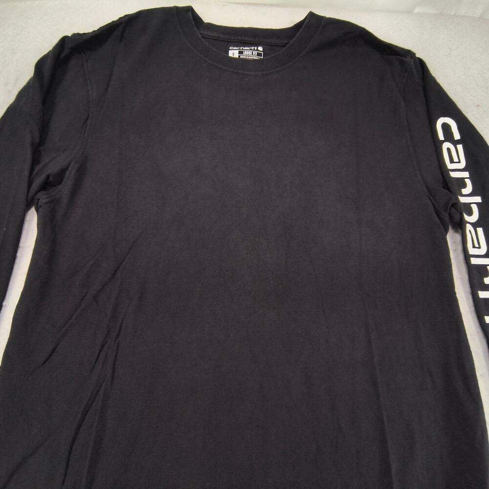 Carhartt Loose Fit Graphic Crew Neck Long Sleeve Shirt Mens Size Small S Black